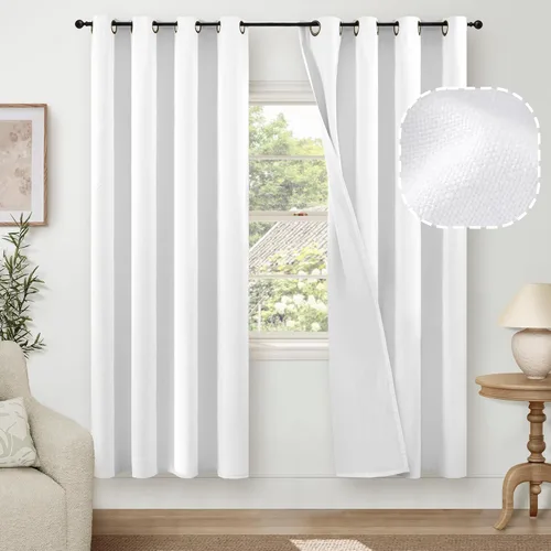 Miniatura 85 de Cortinas Opacas de Lino Azul Bebé para Guardería de 40 Pulgadas de Largo, 2 Paneles, Cortinas Cortas con Aislamiento Térmico Boho de Bloqueo Total