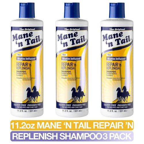 Miniatura 3 de Mane 'n Tail Repair 'n Replenish Shampoo (paquete de 3) – Sistema de limpieza y nutrición suave sin sulfatos para un cabello más saludable y sedoso