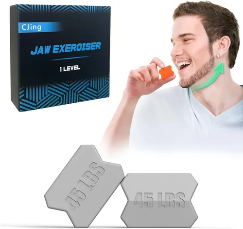 CJing Ejercitador de mandíbula para hombres y mujeres – Tabletas de silicona para ejercitar la mandíbula – Potente entrenador de mandíbula para