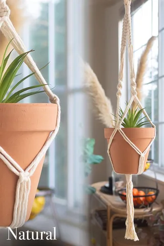 Miniatura 6 de Kit de macramé, hace 3 ganchos para plantas de bricolaje para adolescentes y adultos principiantes, suministros de manualidades para proyecto