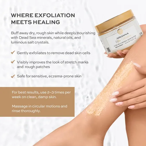 Miniatura 5 de Arianna - Exfoliante corporal ultra exfoliante con minerales del mar muerto, exfolia suavemente y naturalmente hidratante del Mar Muerto