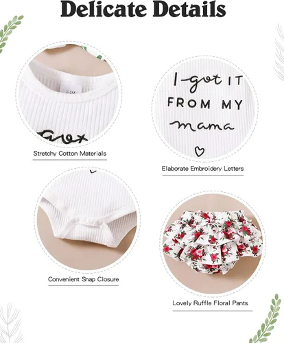 Miniatura 97 de Mioglrie Conjunto de ropa para bebé recién nacida, conjunto de pantalones cortos, conjunto floral de verano, ropa de bebé linda para niña