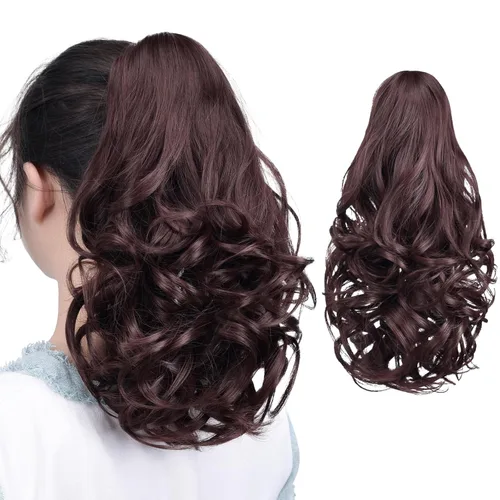 Miniatura 324 de Extensiones de cola de caballo de cabello rubio, extensiones de cola de caballo para mujer, pinza de extensiones de cabello rizado de 12 pulgadas