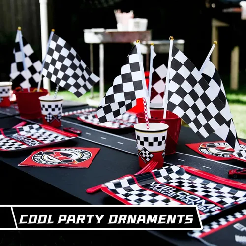 Miniatura 3 de 30 Piezas Banderas de Carreras a Cuadros en Blanco y Negro con Palo, Pequeñas Mini Banderas de Mano para Coches de Carreras, Decoraciones