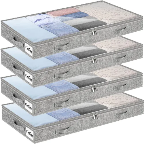 Miniatura 21 de Contenedores de almacenamiento debajo de la cama, paquete de 2 unidades, 4 pulgadas delgado de perfil bajo debajo de la cama, organizador
