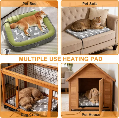 Miniatura 9 de Bestio Almohadilla térmica grande para perros, cama térmica para perros de 34 x 21 pulgadas con calor constante y modos automáticos, almohadilla