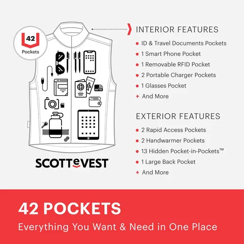 Miniatura 5 de SCOTTeVEST Q.U.E.S.T. Chaleco de viaje para mujer 42 bolsillos seguros Anti-Pickpocket