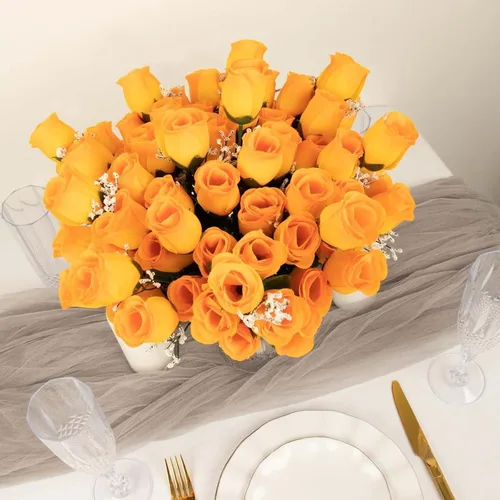 Miniatura 11 de Efavormart 12 arbustos Ramos de capullos de rosas artificiales de seda de primera calidad