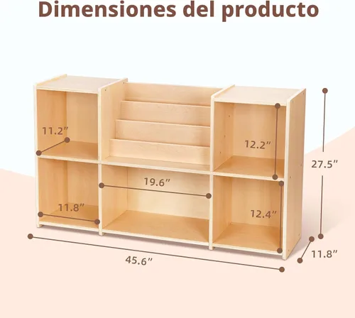 Miniatura 7 de OOOK Estantería Montessori y Organizador de Almacenamiento para Juguetes, Estantería Horizontal de 2 Niveles, Gabinete de Almacenamiento