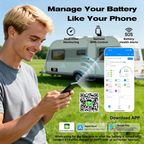 Miniatura 5 de Mini LiFePO4 - Batería de litio de 12 V 100 Ah con Bluetooth, BMS inteligente, más de 15000 ciclos profundos, 20.9 libras, ligera, diseño compacto