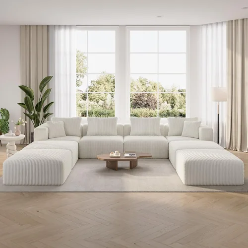 Miniatura 32 de Novilla 141" Sofá seccional modular, sofá seccional moderno en forma de nube con soporte Smarts Coil™, sofá sin huesos en forma de U para sala