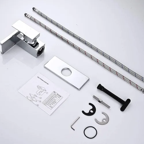 Miniatura 7 de AVSIILE Grifo LED para Lavabo de Baño, Cromado Cascada Mango de Un Solo Orificio Grifos de Tocador para Lavabos 1 Orificio con Desagüe Emergente
