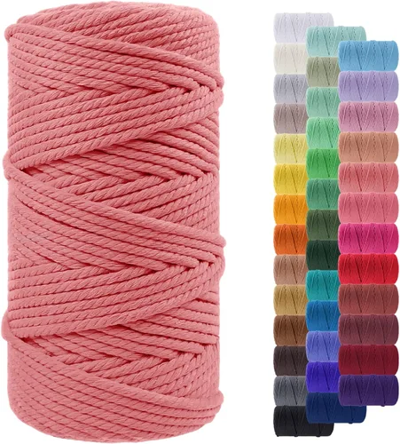 Miniatura 58 de Cuerda de macramé de 0.079 in para 219 yardas, cuerda de algodón natural para manualidades, hilo de cuerda de macramé de colores para colgar