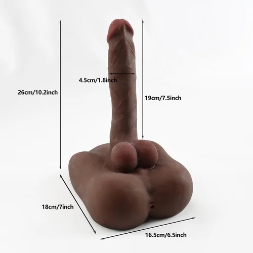 Miniatura 3 de Enorme Torso de Muñeca Sexual con Consolador Grueso para Masturbación Femenina, Torso Consolador Largo Flexible de TPE para Hombre, Masturbador