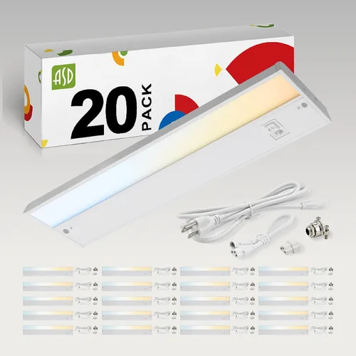 Miniatura 19 de ASD Iluminación LED para debajo del gabinete con enchufe o cableado de 9 pulgadas, luces regulables debajo del gabinete con interruptor