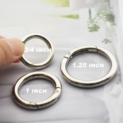 Miniatura 2 de 10 mosquetones redondos pequeños de 1 pulgada (0.984 in), ganchos de metal con resorte de resorte, accesorios de bricolaje para llaveros, bolsas