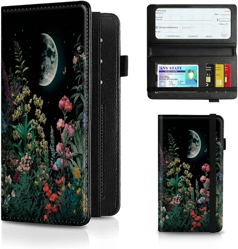 Funda para chequera para hombres y mujeres, cartera de cuero RFID con ranuras para tarjetas de crédito, soporte de cheques duplicados personales con