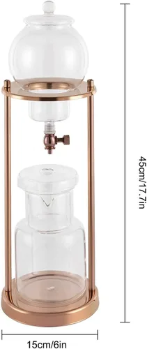 Miniatura 4 de Cafetera de café helado, torre de goteo en frío, máquina de café helado de madera, acero inoxidable y vidrio de borosilicato, olla para compartir