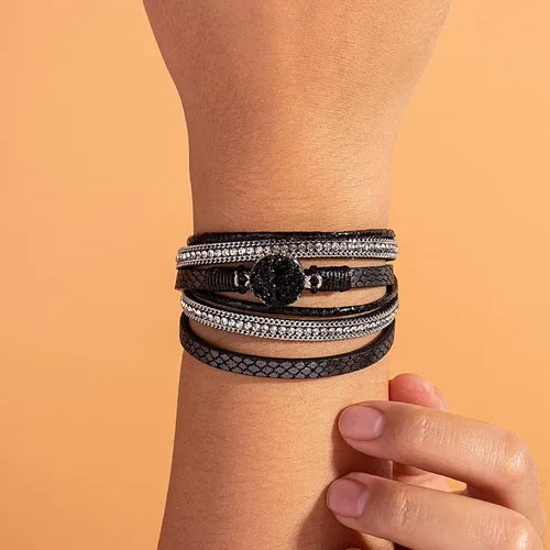 Miniatura 2 de Pulseras bohemias de cuero con cierre magnético para mujer, Cuero sintético