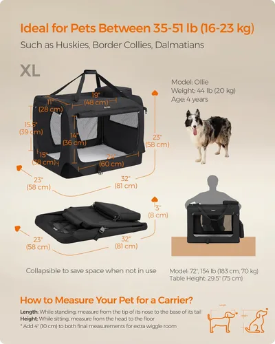 Miniatura 5 de Feandrea Jaula Plegable Suave para Perros de 32 Pulgadas, Jaula de Viaje Portátil para Perros para Uso Interior y Exterior, Transportín Kennel