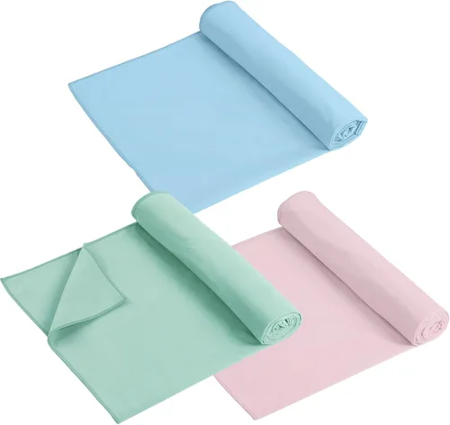 Miniatura 8 de Breling Paquete de 3 toallas de 26 x 73 pulgadas para esterilla de yoga caliente, antideslizante, para gimnasio, absorbente de sudor, toalla