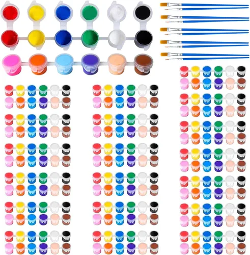 Juego de 20 paquetes de mini pintura acrílica, 12 tiras de pintura acrílica de colores con 40 pinceles de pintura para niños y adultos, 280 piezas