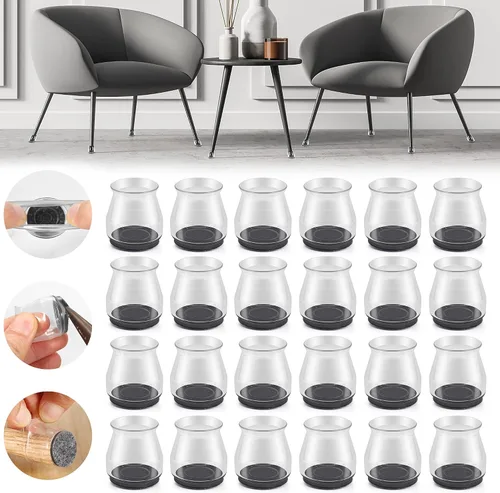 Miniatura 26 de 24 piezas de protectores de piso de silicona extra pequeños para patas de silla para pisos de madera dura, fundas engrosadas de goma para patas