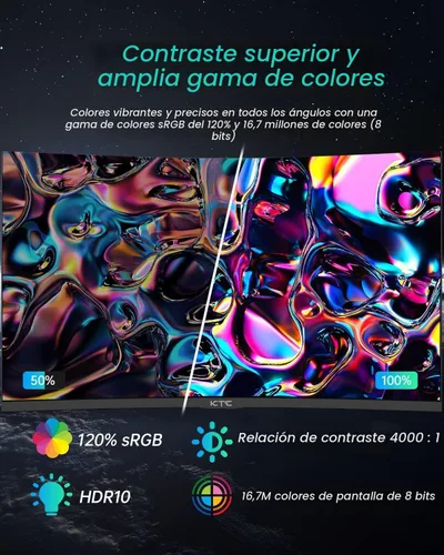 Miniatura 4 de KTC Monitor para juegos de 27 pulgadas, monitor curvo 1440P, 180Hz, 144Hz, 2K, 1500R, 1ms, compatible con FreeSync/G-Sync, DisplayPort/HDMI/USB