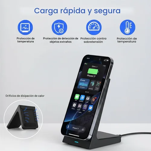 Miniatura 3 de Soporte de cargador inalámbrico de 20 W para iPhone, cargador inalámbrico estación de carga rápida para iPhone 17/16/15/14/13/12, soporte