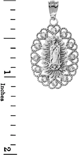 Miniatura 2 de LA BLINGZ Colgante de plata esterlina con filigrana de Virgen María de Guadalupe CZ, Metal