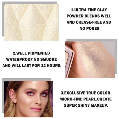 Miniatura 4 de Face Shimmer - Paleta de resaltadores, 1.0 onzas, blanco perla + rosa hada, de larga duración, brillante, polvo, unisex, paleta, colores mixtos
