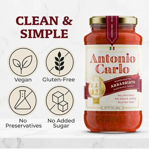 Miniatura 3 de ¡NUEVO! Antonio Carlo Autentico Italiano (3 Generaciones) Salsa de Marinara Artesanal Gourmet – FRESCO, Sin Conservantes, Salsa Vegana de Espagueti