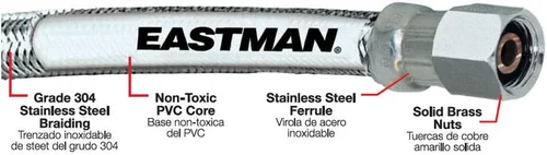 Miniatura 6 de Eastman Kit de instalación para lavavajillas con conectores trenzados de acero inoxidable para lavavajillas de 6 pies y conector para máquina