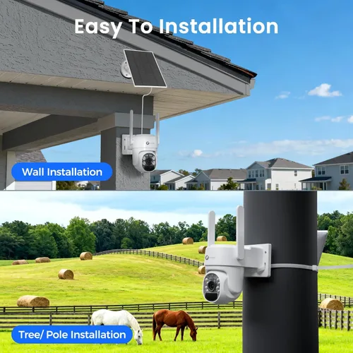 Miniatura 3 de XMARTO QHD Sistema de cámara de seguridad solar sin cables inalámbrico para exteriores/interiores, seguimiento PTZ AI, kit de vigilancia DVR WiFi 6