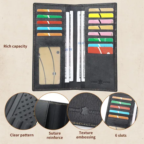 Miniatura 4 de Tidoneam Cartera larga para hombre con bandera de Estados Unidos, billetera de cuero plegable para hombre, regalos para hombres