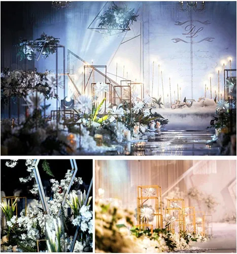Miniatura 4 de LOYALHEARTDY Soporte de flores de boda dorado, soporte de columna de metal geométrico para boda, estante de exhibición de flores, centro de mesa