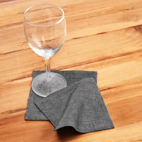 Miniatura 3 de Solino Home Servilletas de cóctel de lino negro Chambray de 6 x 6 pulgadas, servilletas de tela de lino 100% puro, juego de 12 servilletas cuadradas