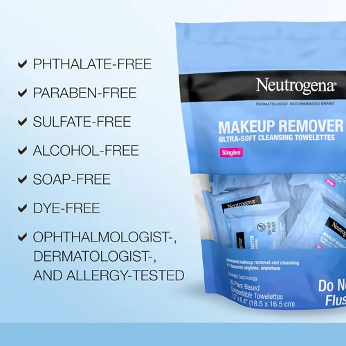 Miniatura 5 de Neutrogena Toallita de limpieza facial individual, toallitas faciales diarias para eliminar la suciedad, aceite, maquillaje y máscara impermeable