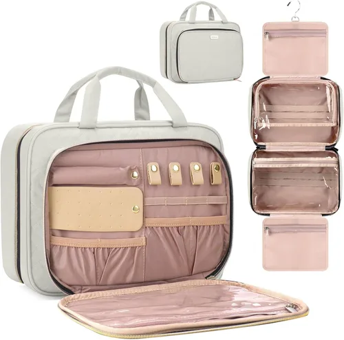 Neceser de viaje con organizador de joyas, Beige