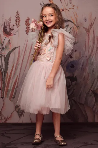 Miniatura 2 de Vestido tutú para niñas, vestido de tul bordado, vestido escalonado de flores para niñas pequeñas, para boda, cumpleaños, accesorio de fotos