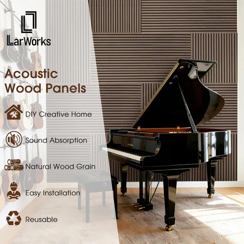 Miniatura 3 de Paneles de pared de madera acústica de 47.6 x 23.6 pulgadas, paneles de madera a prueba de sonido para paredes, panel acanalado 3D para decoración
