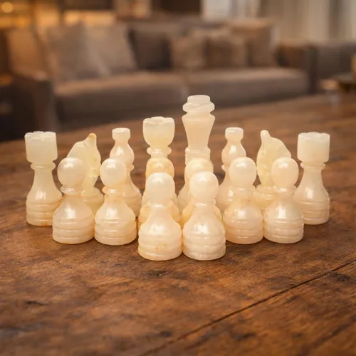Miniatura 5 de Juego de Piezas de Ajedrez de Mármol Premium Hechas a Mano – Elegante Reemplazo de 32 Piezas para Tableros de Ajedrez de 12-15 Pulgadas con Caja