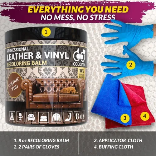 Miniatura 6 de COCONIX Bálsamo recolorante de cuero y vinilo, color marrón coñac, restaura el cuero desteñido, desgastado y pelado y el vinilo en sofás, sillas