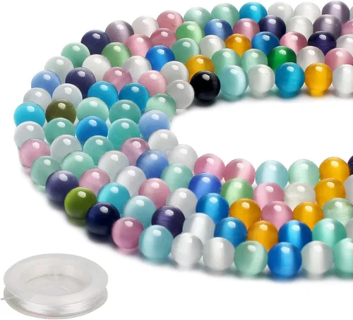 Miniatura 33 de 70 piedras preciosas curativas naturales de 0.315 pulgadas, piedra energética de lapislázuli, cuentas sueltas redondas, cuentas de cristal