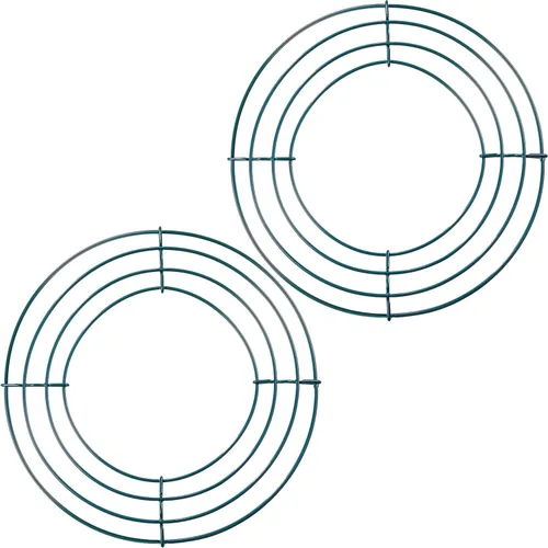Sumind 2 paquetes de marcos de corona de alambre anillos de alambre verde para hacer guirnaldas para decoración navideña (8 pulgadas)