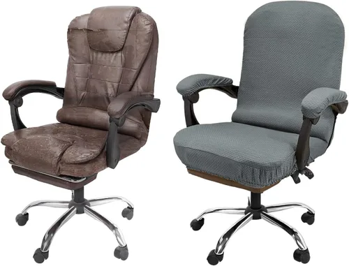 Miniatura 15 de NeColorLife Funda de terciopelo para silla de oficina con fundas para reposabrazos, funda elástica para silla de computadora de escritorio