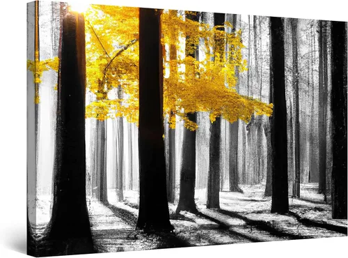Miniatura 26 de Startonight Lienzo decorativo abstracto para pared, pintura del árbol de la vida amarillo, impresión grande estirada, moderna para dormitorio o sala