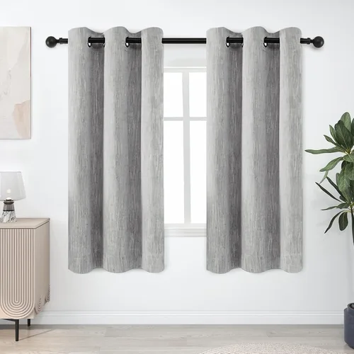 Miniatura 2 de Melodieux Elegantes cortinas opacas de algodón para oscurecer la habitación, para sala de estar, dormitorio, con aislamiento térmico, paneles