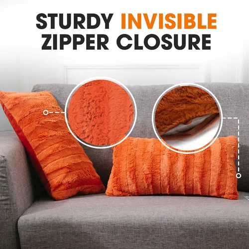 Miniatura 7 de Cheer Collection Almohadas decorativas de otoño para sofá, juego de 2 almohadas de piel sintética para sofá, acogedoras almohadas de otoño para sala