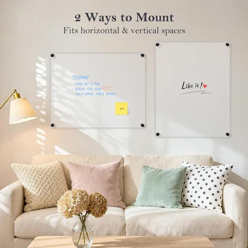 Miniatura 6 de Pizarra Acrílica de Borrado en Seco para Pared, 24" x 16" Pulgadas Tablero de Notas Acrílico Negro No Magnético para Pared, Planificador Familiar